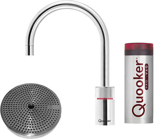 Quooker Nordic Round Boiling Water Tap & Drip Tray. COMBI (B Chrome).