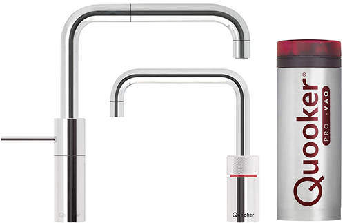 Quooker Nordic Square Twintaps Instant Boiling Tap. PRO11 (Polished Chrome).