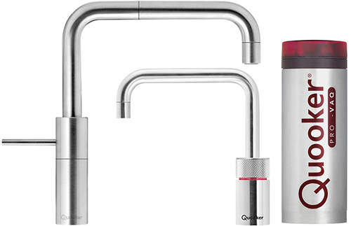 Quooker Nordic Square Twintaps Instant Boiling Tap. PRO11 (Brushed Chrome).