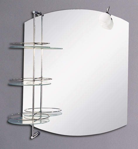 Reflections Blaydon illuminated bathroom mirror with shelves. 800x930mm.