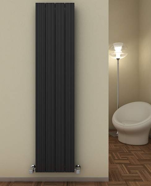 Reina Radiators Enzo Vertical Radiator (Black). 375x1800mm. 4525 BTU.