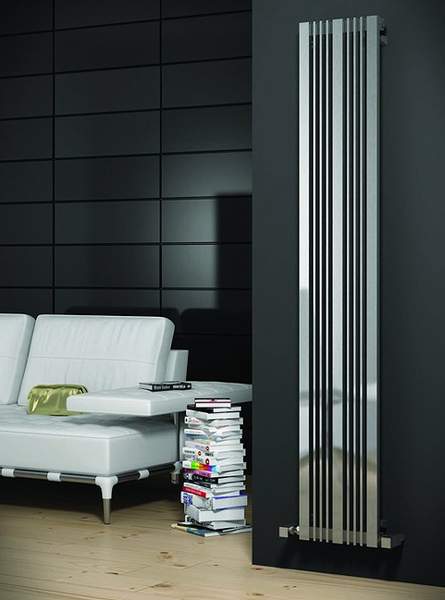 Reina Radiators Karia Vertical Radiator (Satin Stainless Steel). 430x1800.