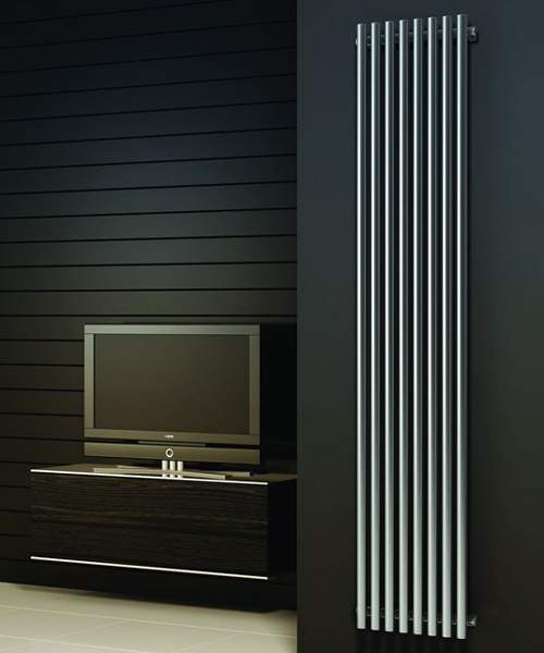 Reina Radiators Orthia Vertical Radiator (Satin Stainless Steel). 1800x390.