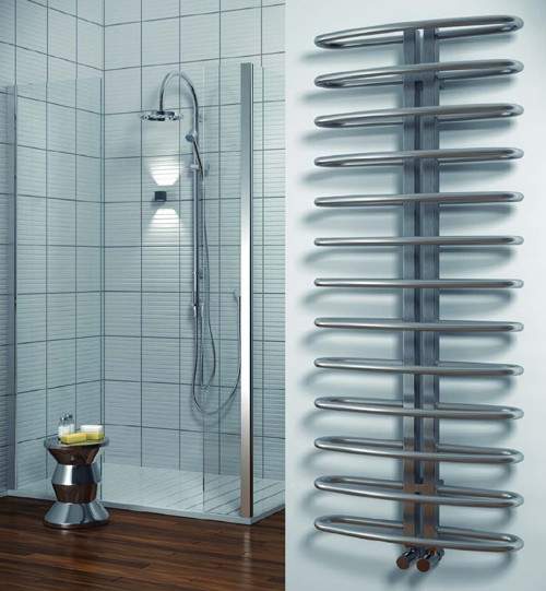 Reina Radiators Spica Towel Radiator (Satin Stainless Steel). 740x520.