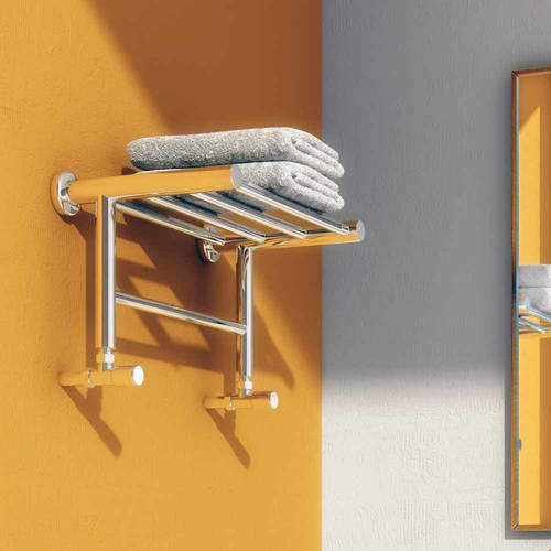 Reina Radiators Troisi Towel Radiator Shelf (Stainless Steel). 294x532.