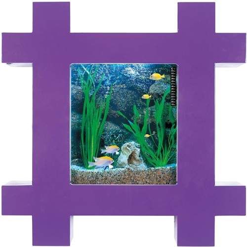 Relaxsea Vogue Wall Hung Aquarium With Purple Frame. 800x800x120mm.
