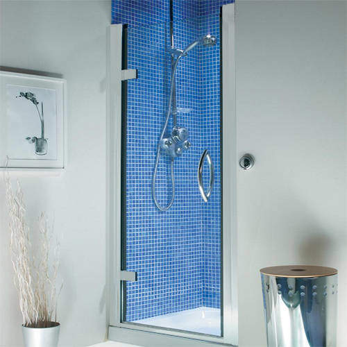 Roman Collage Hinged Shower Door With 8mm Glass (1000x1830, White).