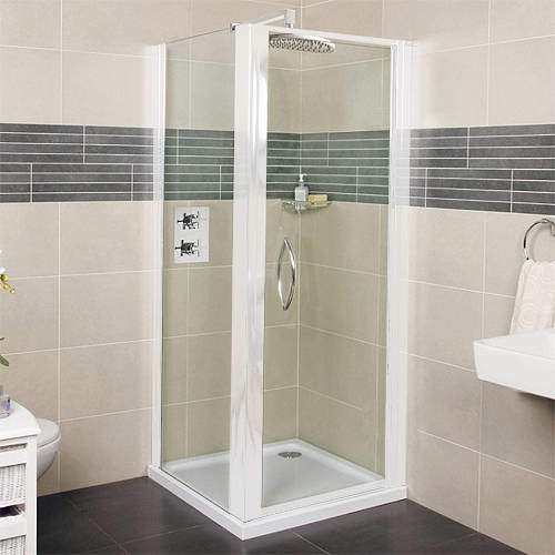 Roman Collage Shower Enclosure With Pivot Door (700x1200mm, White).