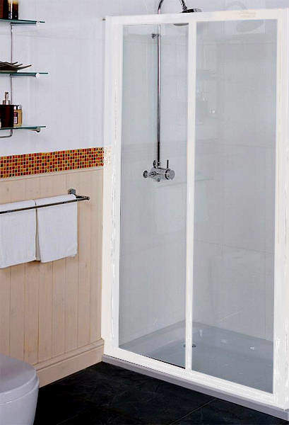 Roman Collage Sliding Shower Door (1000mm, White).