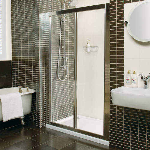 Roman Collage Bi-Fold Shower Door (1200mm, Silver). C2V1213S.