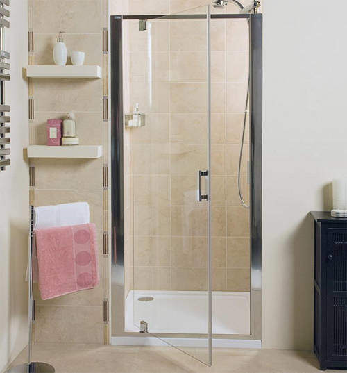 Roman Embrace Pivot Shower Door (800mm, Silver Frame).