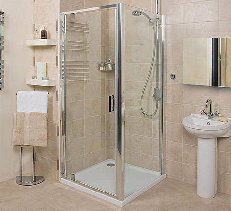 Roman Embrace Shower Enclosure With Pivot Door (900x760mm, Silver).