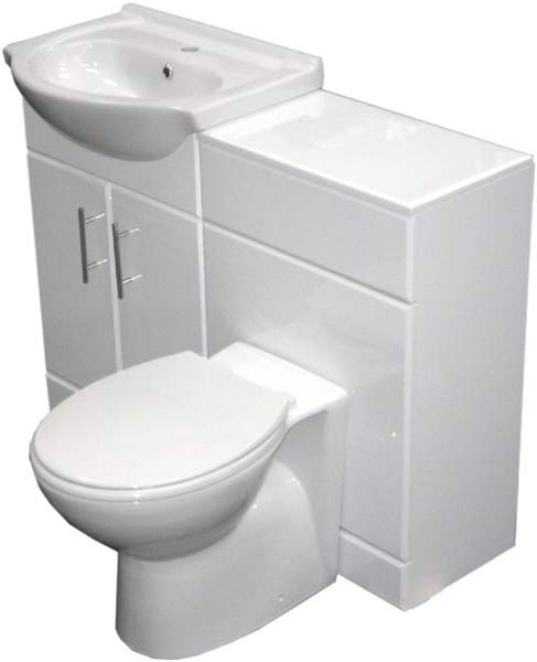 Roma Furniture Complete Vanity Suite In White, Left Handed. 1125x830x300mm.