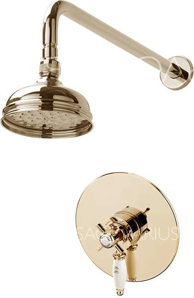 Sagittarius Churchmans Shower Valve With Arm & 130mm Head (Gold).