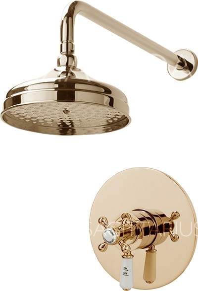 Sagittarius Kensington Shower Valve With Arm & 200mm Head (Gold).