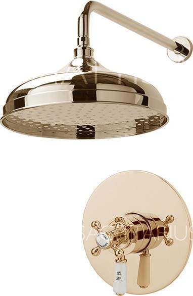 Sagittarius Kensington Shower Valve With Arm & 300mm Head (Gold).