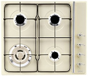 Smeg Gas Hobs Colonial Rapid Cream 4 Burner Gas Hob. 600mm.