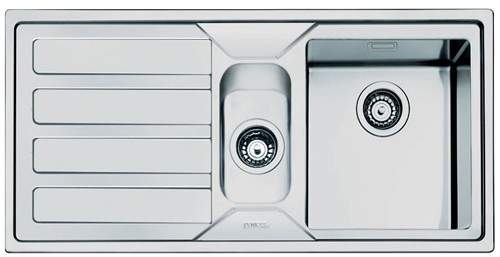 Smeg Sinks Mira 1.5 Bowl Sink With Left Hand Drainer (Stainless Steel).