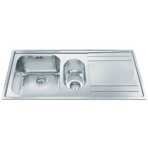 Smeg Sinks Rigae 1.5 Bowl Sink With Right Hand Drainer (Stainless Steel).