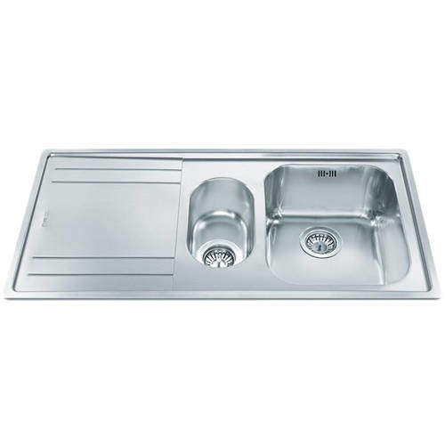 Smeg Sinks Rigae 1.5 Bowl Sink With Left Hand Drainer (Stainless Steel).