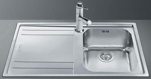Smeg Sinks Rigae 1.0 Single Bowl Sink With Left Hand Drainer (S Steel).