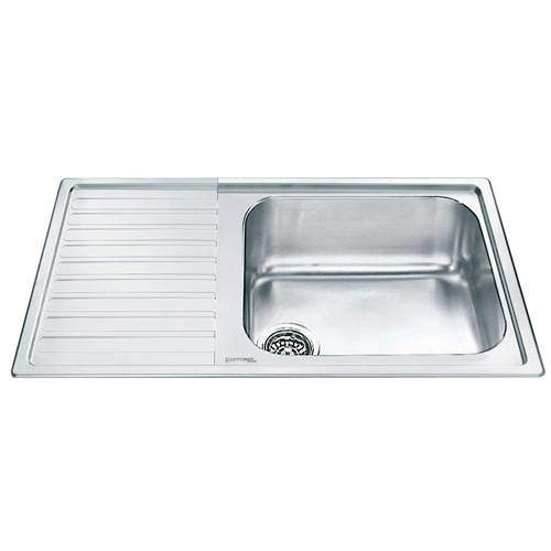 Smeg Sinks Alba 1.0 Single Bowl Sink With Left Hand Drainer (S Steel).