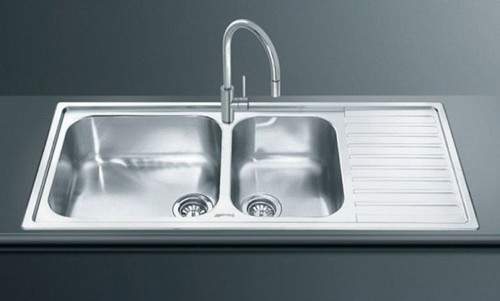 Smeg Sinks Alba 1.5 Bowl Sink With Right Hand Drainer (Anti-scratch).