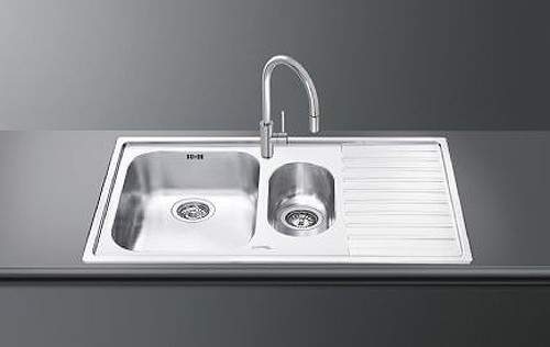 Smeg Sinks Alba 1.5 Bowl Sink With Right Hand Drainer (Stainless Steel).