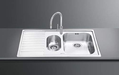 Smeg Sinks Alba 1.5 Bowl Sink With Left Hand Drainer (Stainless Steel).