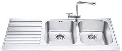 Smeg Sinks 2.0 Bowl Stainless Steel Kitchen Sink With Left Hand Drainer.