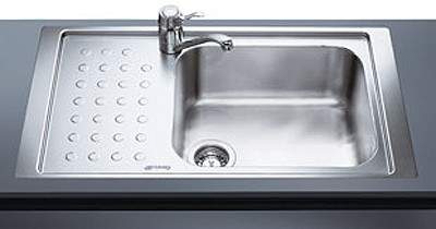 Smeg Sinks Flush Fit 1.0 Bowl Stainless Steel Sink, Left Hand Drainer.