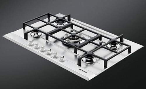 Smeg Gas Hobs Linea 5 Burner Gas Hob. 70cm With Rapid Burner  (S Steel).