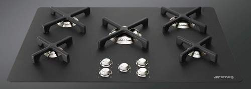 Smeg Gas Hobs Newson 5 Burner Low Profile Gas Hob. 75cm (Black Glass).