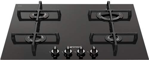 Smeg Gas Hobs Linea Low Profile 4 Burner Gas Hob. 60cm (Black Glass).