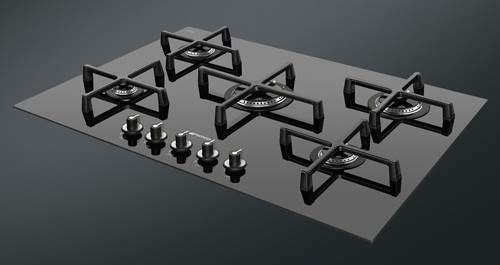 Smeg Gas Hobs Linea 5 Burner Gas Hob. 72cm (Black Glass).