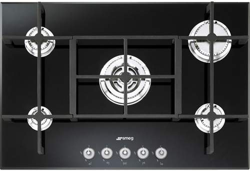 Smeg Gas Hobs Linea 5 Burner Gas Hob. 74cm (Black Glass).