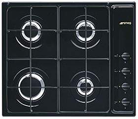 Smeg Gas Hobs Cucina 4 burner Gas Hob (Black). Size 60cm.