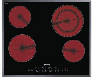 Smeg Ceramic Hobs 4 Ring Touch Control Ceramic Hob & Angled Edge. 60cm.