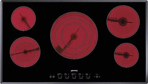 Smeg Ceramic Hobs 5 Ring Touch Control Ceramic Hob & Angled Edge. 90cm.