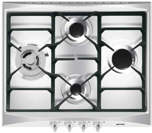 Smeg Gas Hobs Cucina 4 burner Gas Hob (Stainless Steel). Size 60cm.