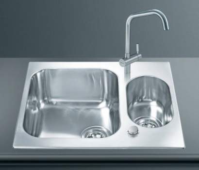 Smeg Sinks Alba 1.5 Bowl Inset Sink (Stainless Steel).