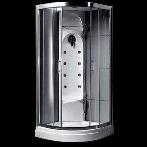 Hydra Quadrant Shower Pod With Body Jets, Valve & Shower Heads. 900x900.