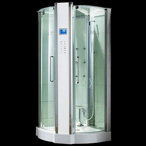 Hydra Quadrant Steam Shower Enclosure With Twin Controls. 1000x1000.