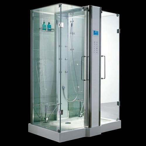 Hydra Rectangular Steam Shower Enclosure With Twin Controls. 1500x900.