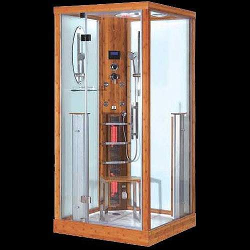 Hydra Square Steam Shower & Sauna Cubicle (Bamboo). 1000x1000mm.