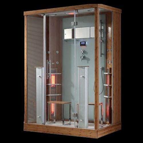 Hydra Rectangular Steam Shower & Sauna Cubicle (Bamboo). 1450x900mm.