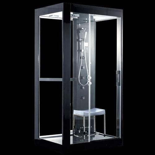 Hydra Rectangular Steam Shower Enclosure With Mirror Ceiling. 1000x900.
