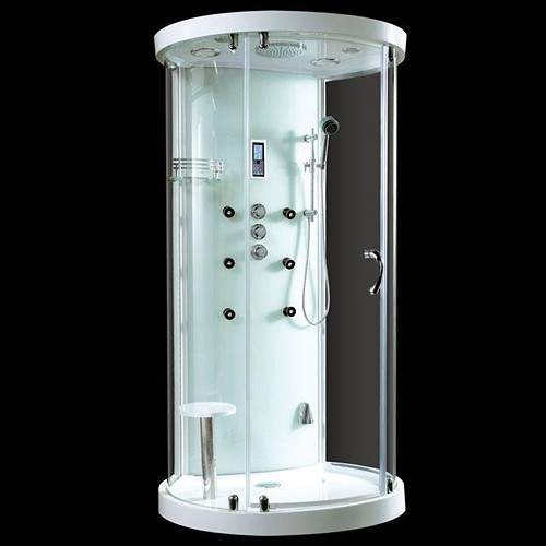 Hydra D Shaped Steam Shower Enclosure With LED Lighting. 1100x930mm.