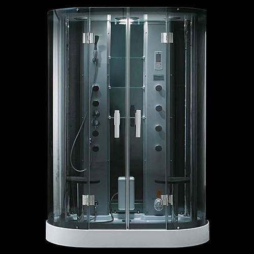 Hydra Curved Steam Shower Enclosure With LED LIghting. 1500x850mm.