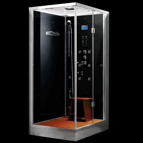 Hydra Rectangular Steam Shower Enclosure (Oak, Right Handed). 1000x800.